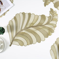 1pc Leaf PVC Placemat & Coaster Set - Durable and Stylish Table Decor
