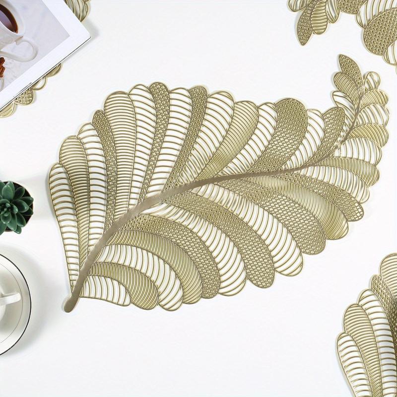 1pc Leaf PVC Placemat & Coaster Set - Durable and Stylish Table Decor