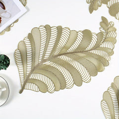 1pc Leaf PVC Placemat & Coaster Set - Durable and Stylish Table Decor