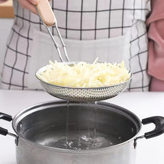 Stainless Steel Perforated Colander with Wooden Handle