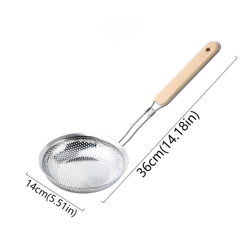 Stainless Steel Perforated Colander with Wooden Handle