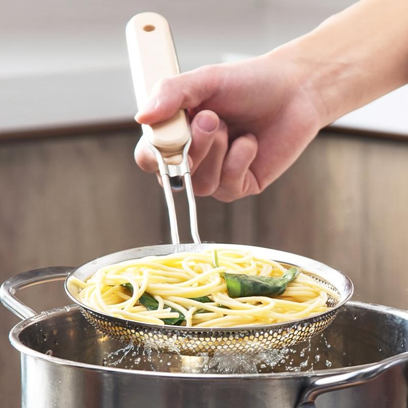 Stainless Steel Perforated Colander with Wooden Handle