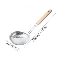 Stainless Steel Perforated Colander with Wooden Handle