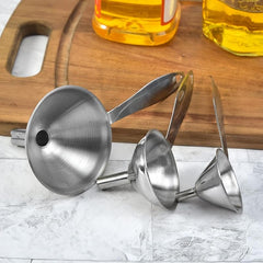 Stainless Steel Funnels Set of 4 with Cleaning Brush