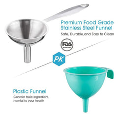 Stainless Steel Funnels Set of 4 with Cleaning Brush
