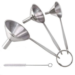 Stainless Steel Funnels Set of 4 with Cleaning Brush