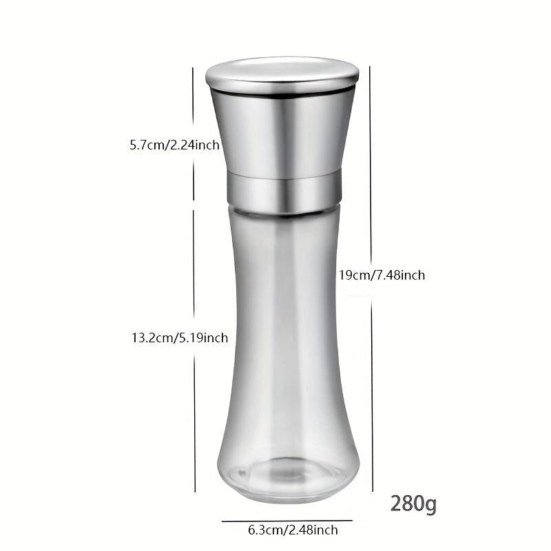 2pcs Manual Pepper & Salt Grinder Set with Rack Glass Seasoning Bottle