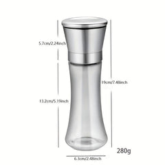 2pcs Manual Pepper & Salt Grinder Set with Rack Glass Seasoning Bottle