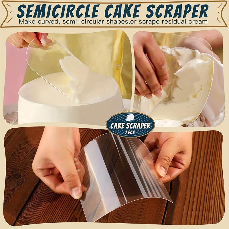 7pcs Cake Smoother Dough Scraper Cutter Fondant Frosting Smoothing Tool Set