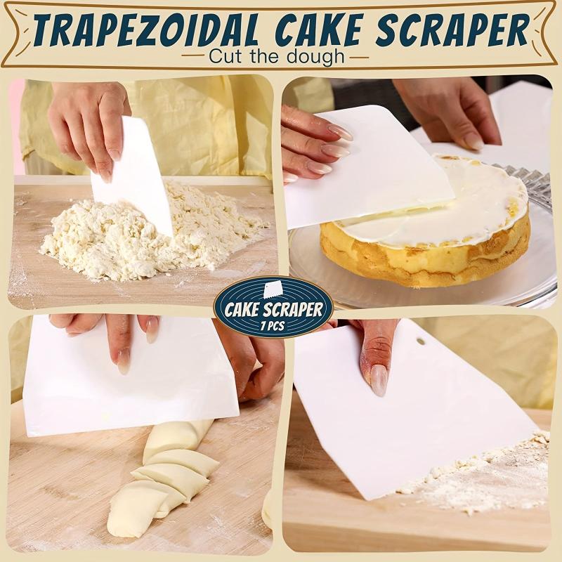 7pcs Cake Smoother Dough Scraper Cutter Fondant Frosting Smoothing Tool Set