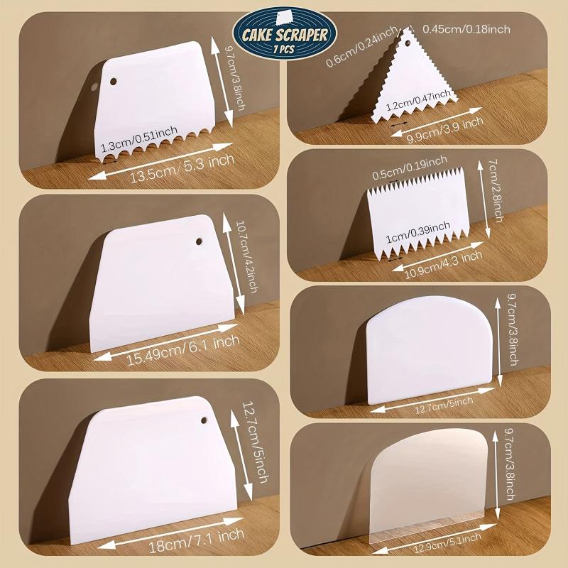 7pcs Cake Smoother Dough Scraper Cutter Fondant Frosting Smoothing Tool Set