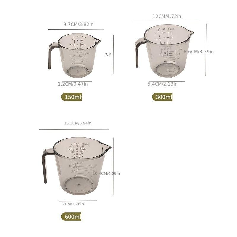 3pcs Plastic Measuring Cup Stackable Heat-resistant Cup Set with Handle & Nozzle