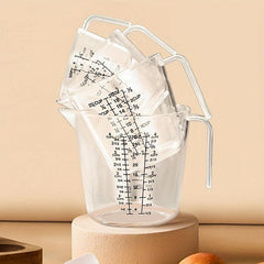 3pcs Plastic Measuring Cup Stackable Heat-resistant Cup Set with Handle & Nozzle