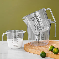 3pcs Plastic Measuring Cup Stackable Heat-resistant Cup Set with Handle & Nozzle