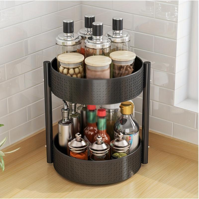1pc Tiered Spice Spinner Rack Organizer