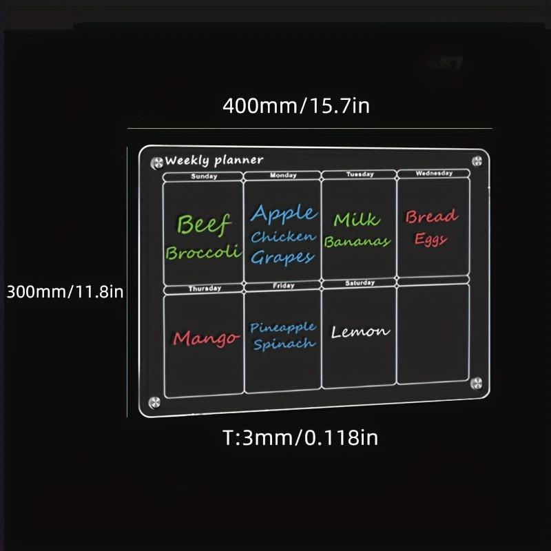 Acrylic Magnetic Dry Erase Calendar for Fridge Clear Weekly Planner