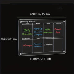 Acrylic Magnetic Dry Erase Calendar for Fridge Clear Weekly Planner