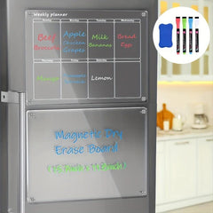 Acrylic Magnetic Dry Erase Calendar for Fridge Clear Weekly Planner