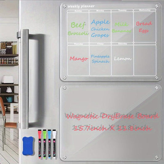 Acrylic Magnetic Dry Erase Calendar for Fridge Clear Weekly Planner