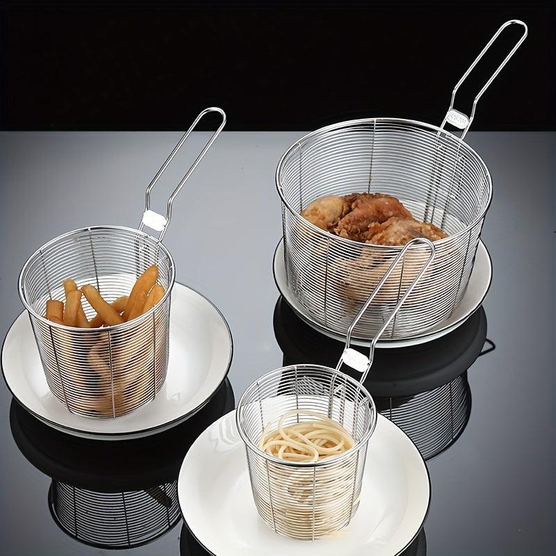 Stainless Steel Noodle Cooker Drain Basket for Frying, French Fries, Snacks