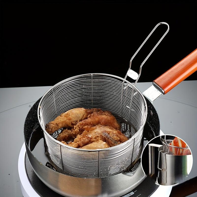 Stainless Steel Noodle Cooker Drain Basket for Frying, French Fries, Snacks
