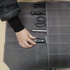 Wax Canvas Chef Roll Bag Organizer Grey