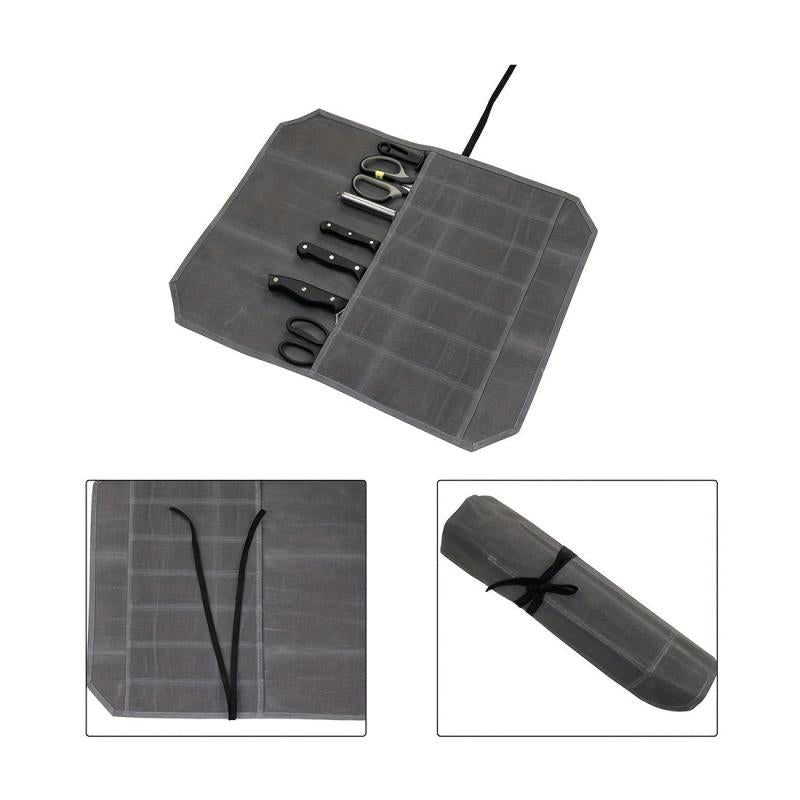 Wax Canvas Chef Roll Bag Organizer Grey
