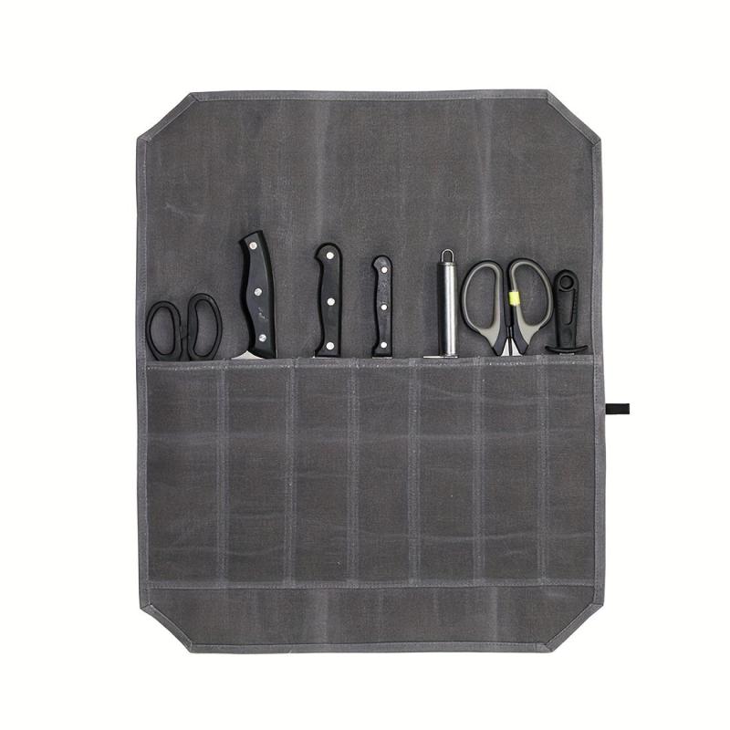 Wax Canvas Chef Roll Bag Organizer Grey