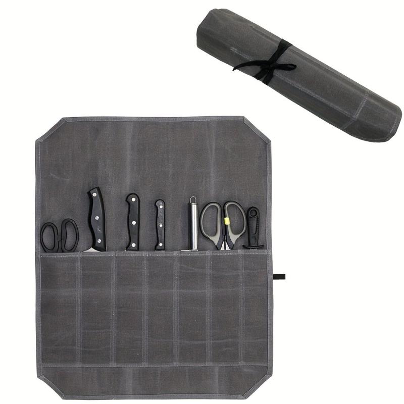 Wax Canvas Chef Roll Bag Organizer Grey