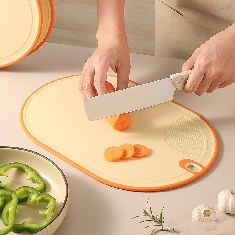 1pc Kitchen Cutting Board Double-sided Pattern Board Non-slip PP Mildew-proof
