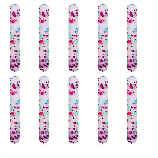 10pcs Reusable Sequin Acrylic Ice Cream Sticks for Homemade Ice Cream