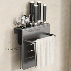 Wall Mounted Knife Rack with Cutting Board Holder