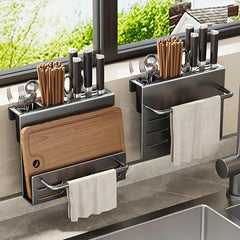 Wall Mounted Knife Rack with Cutting Board Holder