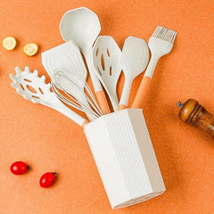 12pcs Silicone Kitchen Utensils Wooden Handle Kitchen Gadgets