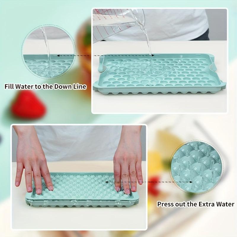 3pcs Mini Ice Cube Tray with Lid and Bin for Chilling Drinks