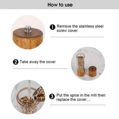 2pcs Pepper Grinder Wooden Spice Grinder Manual Pepper Mill
