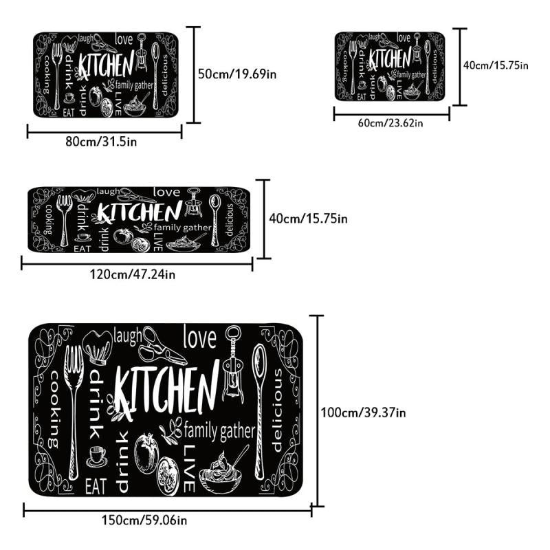 Cutlery Kitchen Rug Absorbent Non Slip Stain Resistant Waterproof
