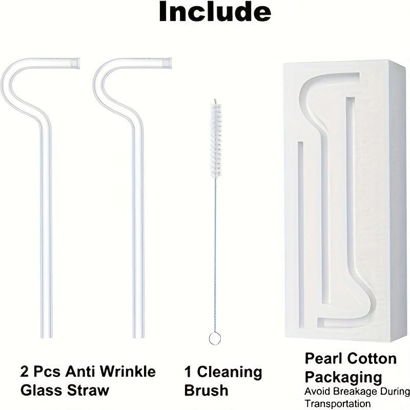 3pcs Anti Wrinkle Glass Straws Eco friendly Reusable Drinking Straw