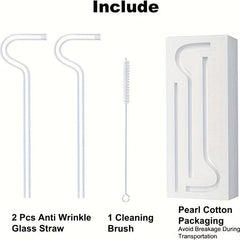 3pcs Anti Wrinkle Glass Straws Eco friendly Reusable Drinking Straw