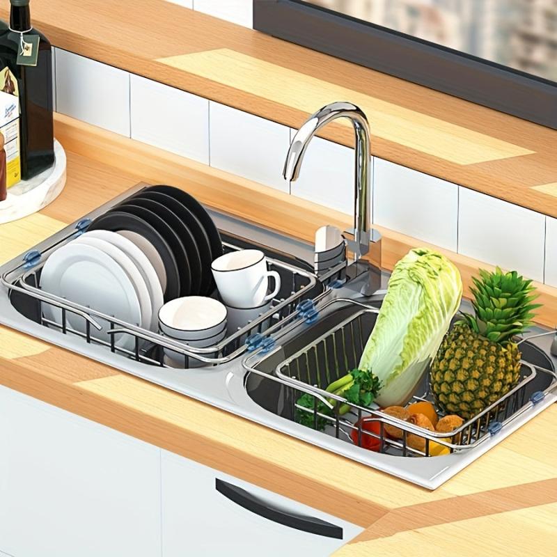 Sink Drain Rack Retractable Stainless Steel Sink Strai