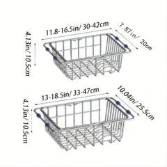 Sink Drain Rack Retractable Stainless Steel Sink Strai