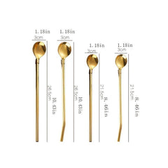 Colorful Stainless Steel Straw Spoon Long Handle Ice Scooping Mixing Drinking