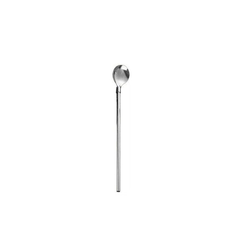 Colorful Stainless Steel Straw Spoon Long Handle Ice Scooping Mixing Drinking
