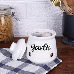 Ceramic Garlic Keeper Storage Container with Lid