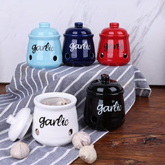 Ceramic Garlic Keeper Storage Container with Lid