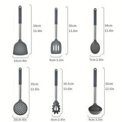12pcs Silicone Kitchenware Set with Rotatable Storage Bucket