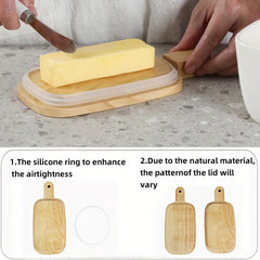 Large Ceramic Butter Box With Wooden Lid