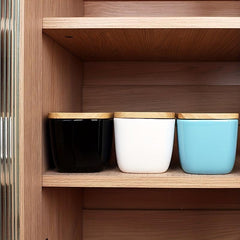 Large Ceramic Butter Box With Wooden Lid