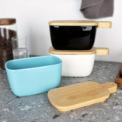 Large Ceramic Butter Box With Wooden Lid