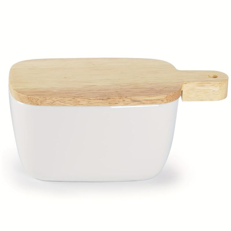 Large Ceramic Butter Box With Wooden Lid